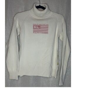 Vintage Polo Jeans Co. Ralph Lauren Mock Neck Button Sweater White XL/XG